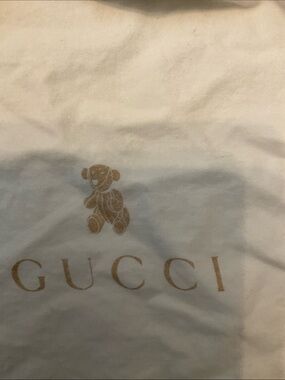 12” x 9” Gucci Teddy Bear dust bag